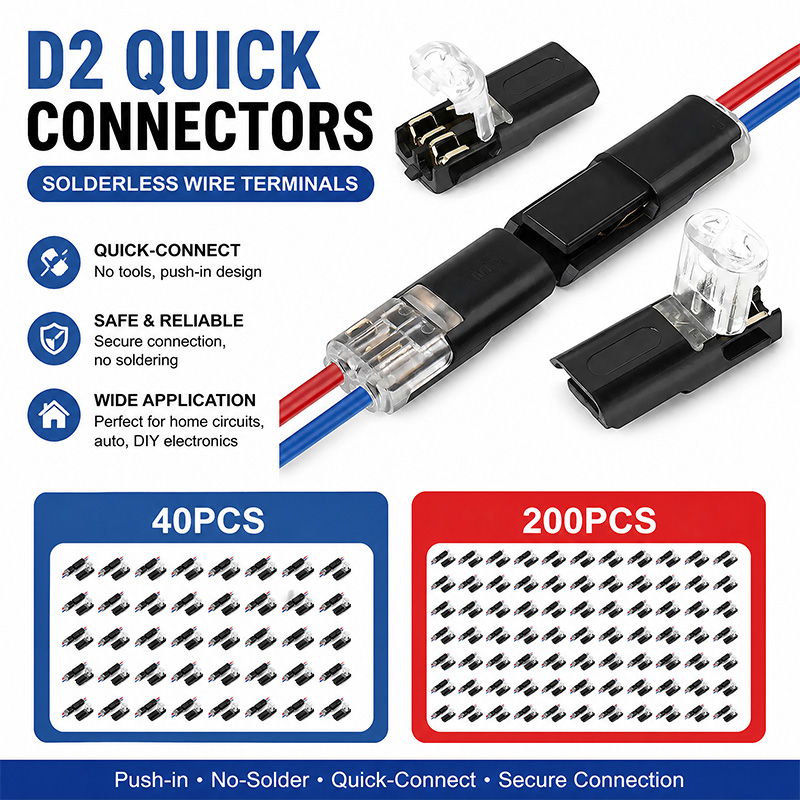 Push Fit Connector - D2 Solderless Quick Connect Wire Terminals