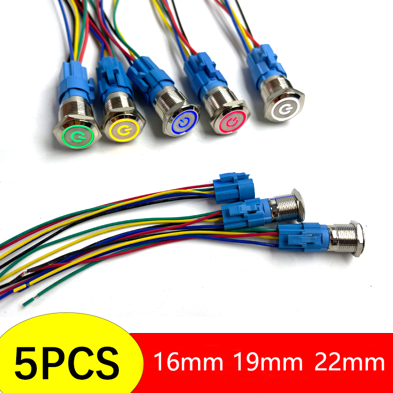 Push Fit Connector - 5 pcs Metal Push Button Switch