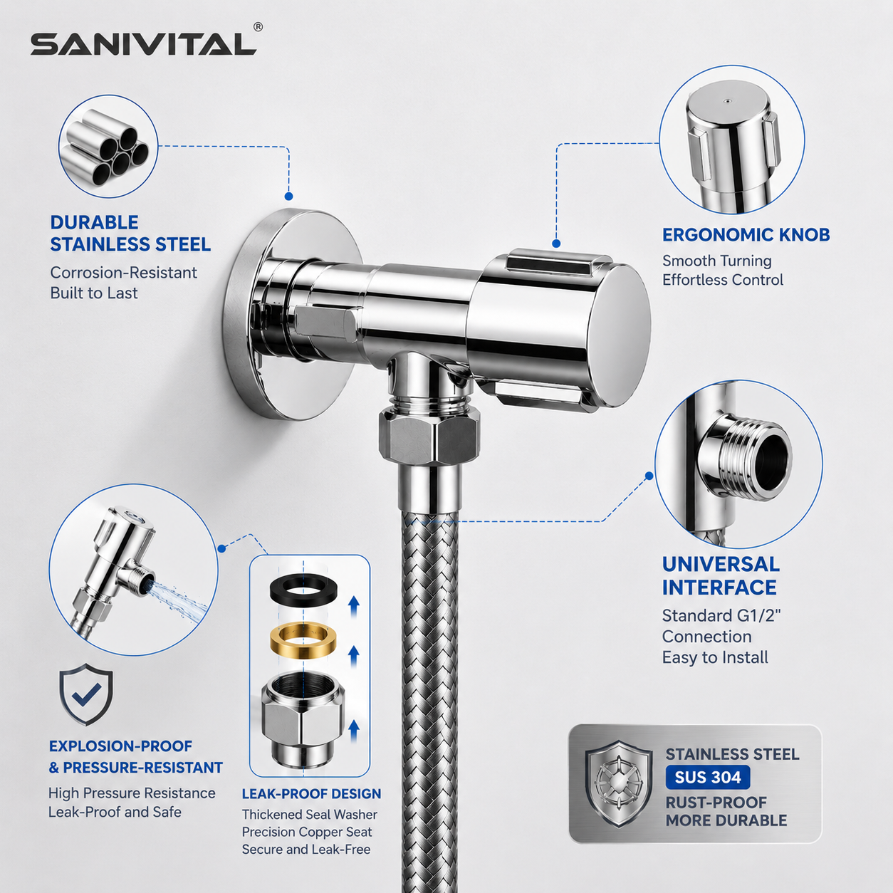 SANIVITAL G1/2 Angle Valve Sta - огляд і ціна Toilet Fill Valve