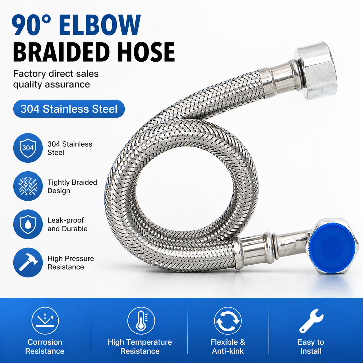 304 Stainless Steel Hose Angle - огляд і ціна Flexible Hose Braided
